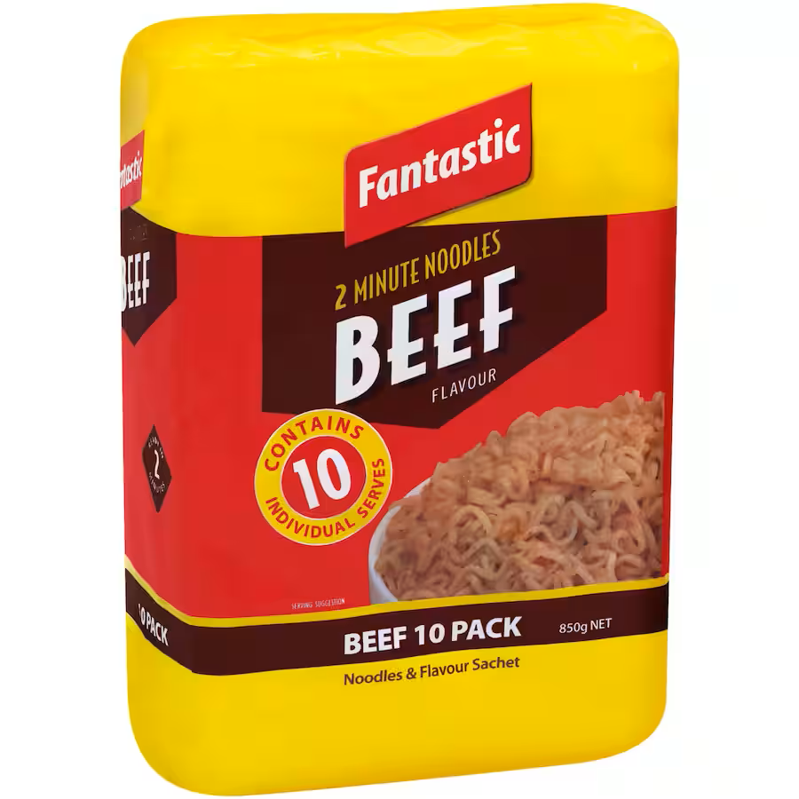 Fantastic 2 minute noodles Beef 10 pack