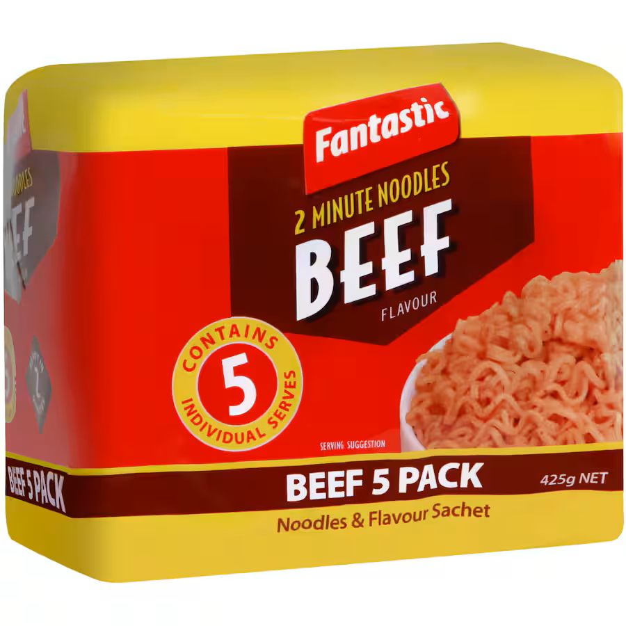 Fantastic 2 minute noodles Beef 5 pack