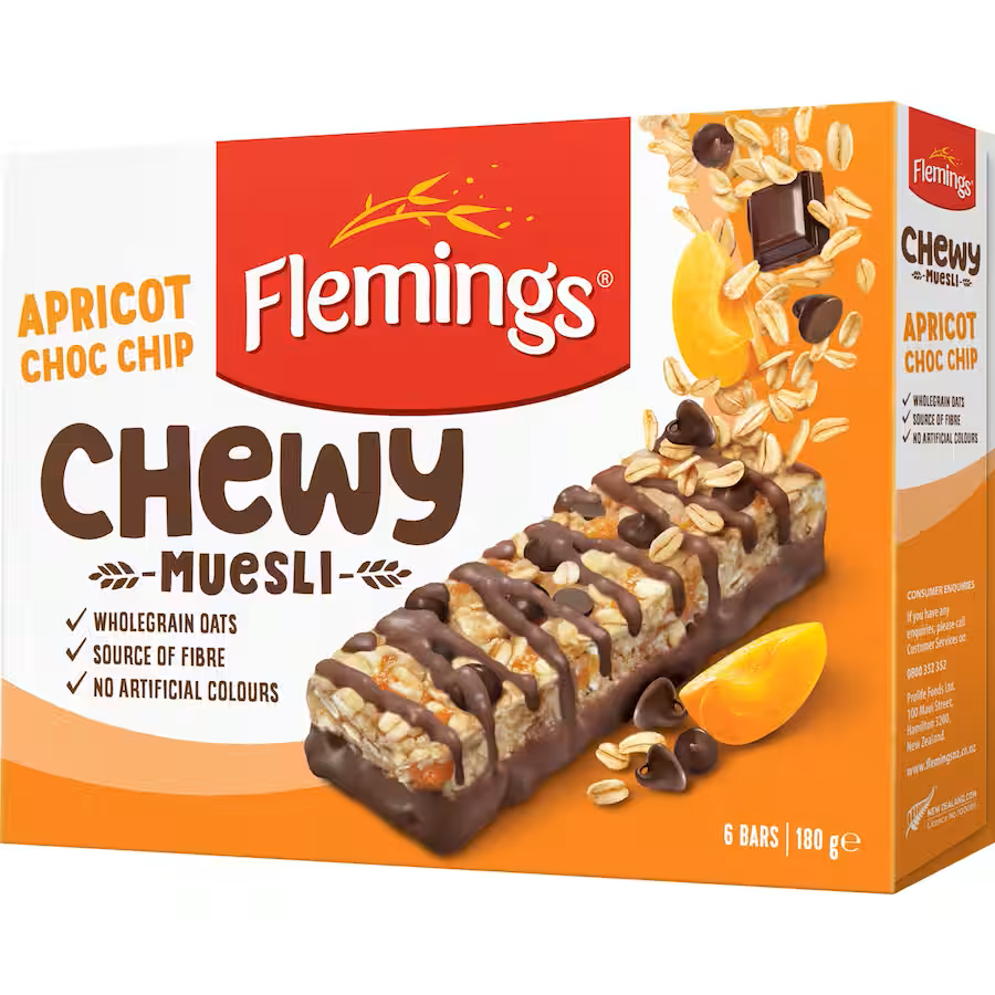 Flemings Apricot Choc Chip Muesli Bars 136gm