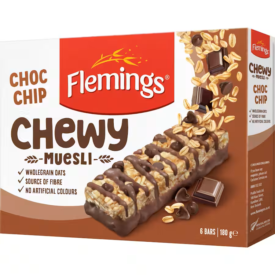 Flemings Choc Chip Muesli Bars 136gm